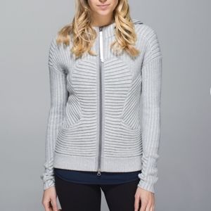 Lululemon Rare Ebrace Knit Sweater Hoodie Small Size Small Gray Front Zip